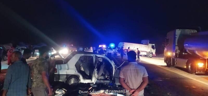 مرگ ۵ نفر بر اثر تصادف زنجیره ای در منوجان کرمان